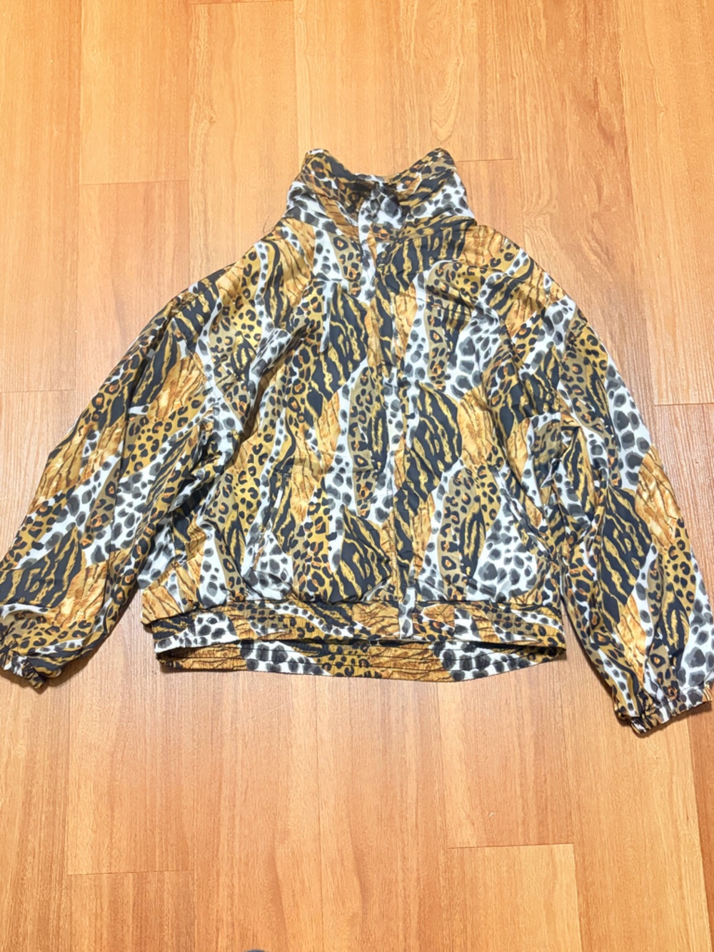 Vintage Style EVR All Over Animal Print Zip Up Front Windbreaker Jacket Size XL